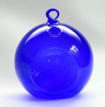 Hanging Blue Glass Candle Holder- Ball - Outdoor or Indoor
